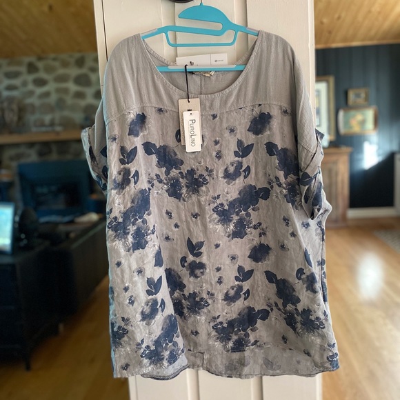 Linen floral top - Picture 1 of 6